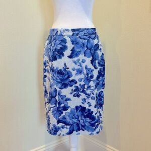 COPY - Ann Taylor women’s size 4 floral/stripe blue skirt.